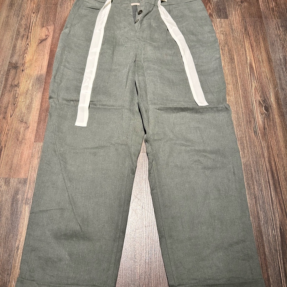 Wilfred Khaki Pants with Cream Tie Detail